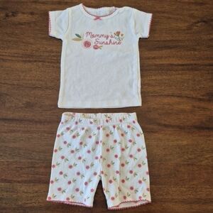 Chick Pea Girl's White & Pink Floral 'Mommy's Sunshine' Summer PJ Set Size 24M